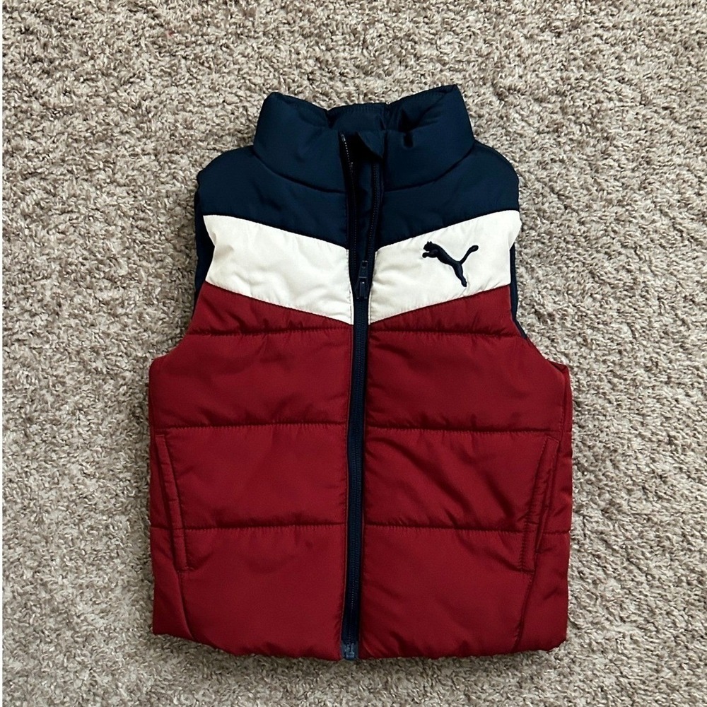 Puma I Boys Puffer Vest - Red Navy White Colorblock I Size 3T‎ I EXCELLENT Cond